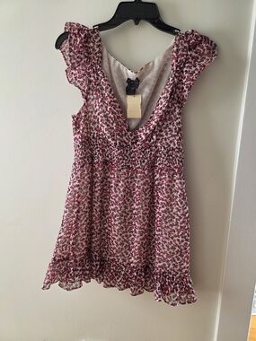 Girls Pink Floral Ruffle Top with Smocked Waist